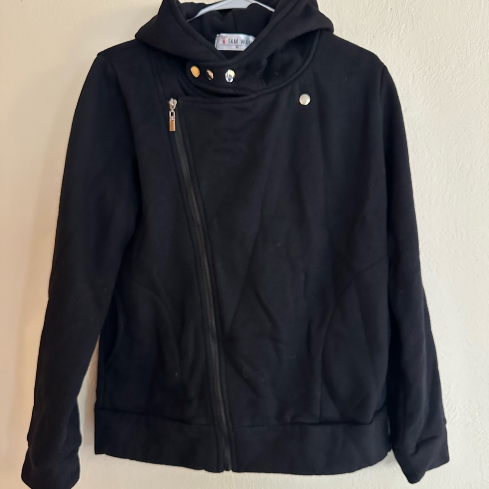 Tam Ware Black Asymmetrical Zip Hoodie